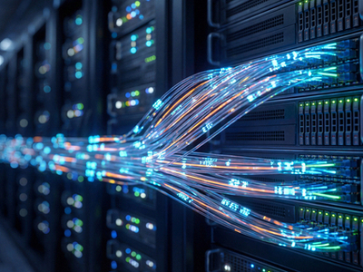 Fiber Optic Cables Running into Servers
