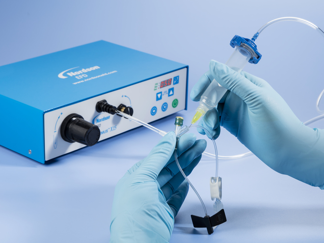 Performus X15: Dispensing a Low-viscosity Solvent on Medical Devices