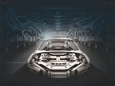 Car Frame in Auto Assembly Line